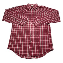 Plains Western Wear Shirt Mens M Red Windowpane Cowboy Pearl Snaps Long ... - £15.73 GBP