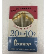 VTG 20 Sharps Gold Eye Needles JC Penny W Germany - €14,58 EUR