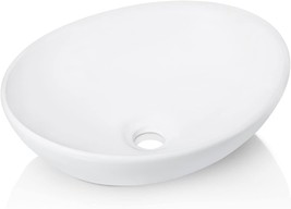 Kes 16&quot; X 13&quot; Oval White Ceramic Vessel Sink - Contemporary Egg Shape, Bvs124 - £67.65 GBP