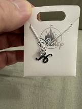 Disney Parks Mickey Mouse Faux Gem Initial Letter H Silver Color Necklace NEW