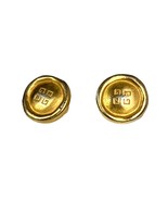 Givenchy Vintage 1980s Large Golden Textured Logo Earrings Paris New York - €42,89 EUR