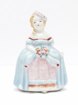 Occupied Japan Victorian Lady in Blue Dress With Bouquet of Flowers - £3.56 GBP