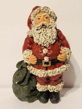 VINTAGE 1990 JUNE MCKENNA FLAT BACK WALL SANTA W/ TOY BAG FOLK ART FIGURINE - £11.95 GBP