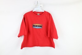 Vintage Y2K 2000 Ocean Pacific OP Womens Large Custom Cropped Spell Out T-Shirt - £31.54 GBP