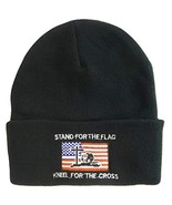 Stand for The Flag Kneel for The Cross USA Flag Winter Knit Beanie Hat (... - £11.95 GBP