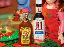 A1 Steak Sauce &amp; Heinz 57 Zest Zuru Mini Brands Lot fits Barbie Dollhouse - £4.68 GBP