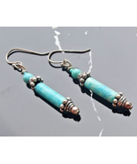 SOUTHWESTERN STYLE VINTAGE 925 STERLING SILVER TURQUOISE DANGLE EARRINGS - €33,61 EUR