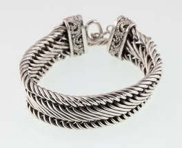 LDS Sterling Silver Three-Row Cable Toggle Bracelet Nice Detail - £187.75 GBP