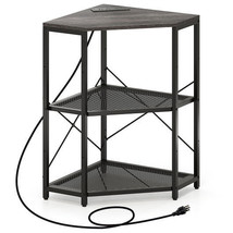 Corner Printer Stand with Power Outlet 3-Tier Storage Rack with Adjustab... - $148.49