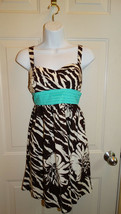 City Studio Off White, Brown &amp; Green/Blue Accent Dress Size 5 - $4.99