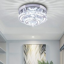 Cxgleaming Modern Crystal Ceiling Lamps 2-Tiers Led Semi Flush Mount Chandelier - £40.85 GBP