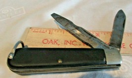 Vintage Brown Camillus 2 Fixed Blades Folding Pocket Knife 3 1/2&quot; - £10.33 GBP