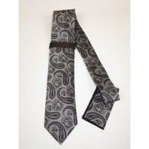 Mens Steven Land 100% Woven Silk Big Knot Tie and Hankie Set BW2436-01 Black image 2