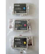 New Sealed 3pk Epson T0602 (Cyan), T0603 (Magenta) &amp; T0604 (Yellow) Prin... - $24.67 CAD