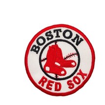 Boston Red Sox Baseball Patch 3&quot; Circle Iron-On MLB Sports - £9.83 GBP