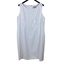 Kasper Womens Dress Size18 White Textured Leaf Jacquard Scoop Neck Work New - £23.26 GBP