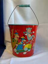 Vtg 60&#39;s Ohio Arts Tin Litho Toy Bucket Hanna Barbera Huckleberry Hound ... - £47.44 GBP