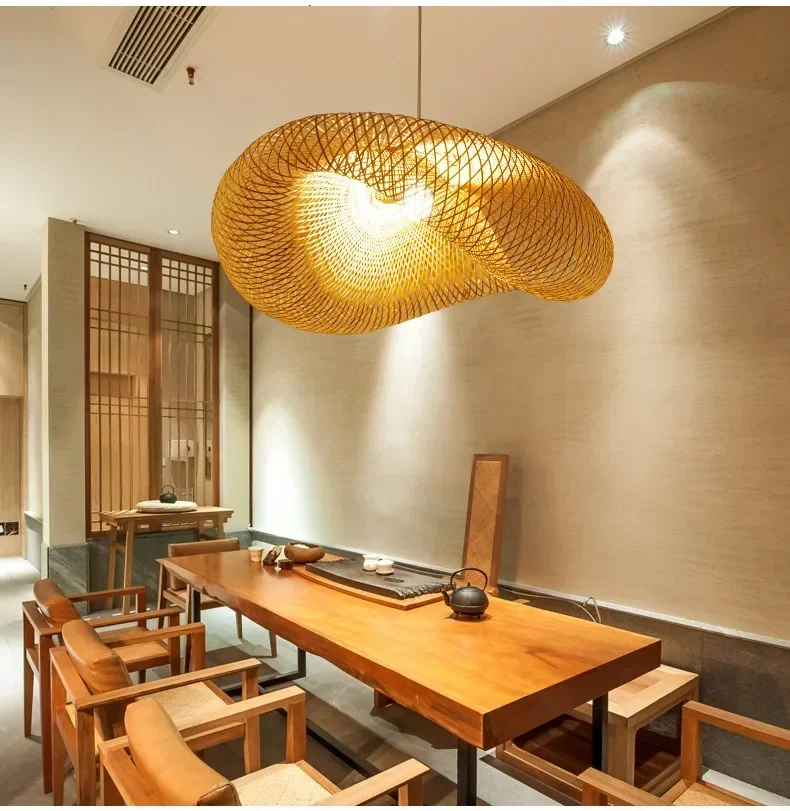 Bamboo Rattan Woven Lamp Weaving HandMade Vintage LED Pendant Light Home... - $60.91+