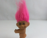 Vintage 1980&#39;s Russ Trolls With Pink Hair Clasping Hands &amp; Movable Head ... - $11.63