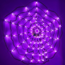 3.6Ft 96 Led Halloween Spider Web Lights Timer 8 Flashing Modes Orange Spider Ba - £24.17 GBP