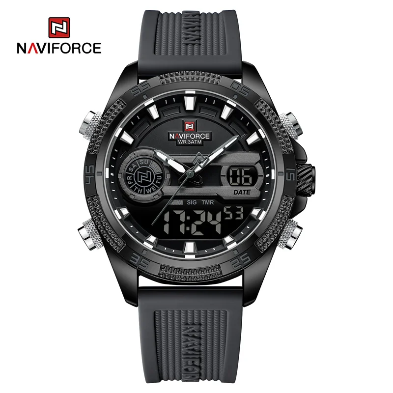 Quartz Watch For Men Silicone Bracelet Sport Wristwatches Waterproof Ala... - £38.41 GBP