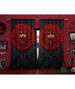 Red Pentagram Enraged Medusa Curtains, Satanic Home Decor, Sheer and Bla... - £130.70 GBP