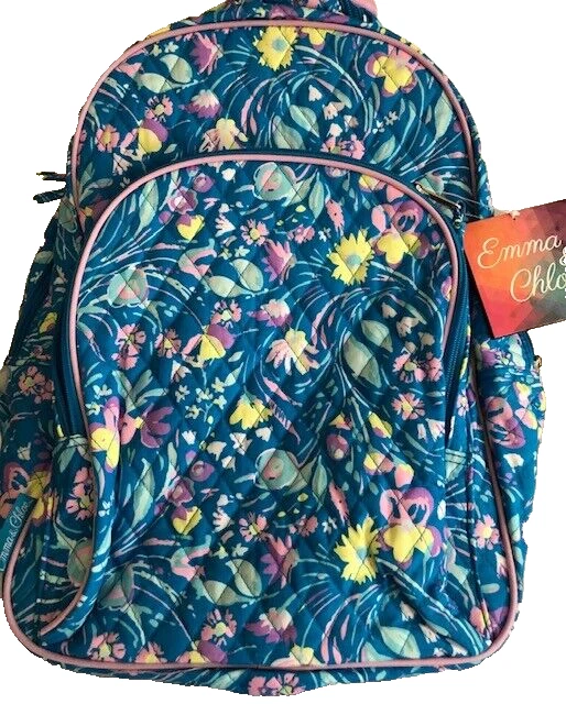 NEW Emma &amp; Chloe Floral Multi Color 17&quot; Backpack - $19.99