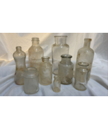 9 Antique Round Medicine Bottles - £13.86 GBP