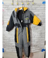 Vintage Lemmi Filou Black Yellow Ski Snow One Piece Hooded Suit Kids Siz... - $69.99
