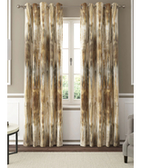 Brown Abstract Artistic Printed Linen Room Darkening Curtains Set of 2 C... - £31.53 GBP+