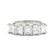5-Stone Princess Cut Diamond Wedding Band Anniversary Ring 14K White Gold 2.59 T - £9,393.74 GBP