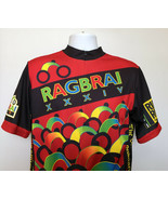 Mens RAGBRAI XXXIV 34th Bicycle Bike Jersey Club Size Large Black 3/4 zip - £34.79 GBP