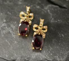 Ribbon Oval Ruby &amp; Diamond Earrings Valentine Gift 14k Yellow Gold Over 4.35Ct - £96.11 GBP
