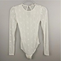 Free People Ivory Floral Embroider Make Out Mesh See Through BodySuit Size S NWT - £37.96 GBP