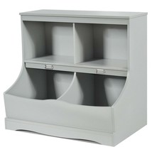 Kids Floor Cabinet Multi-Functional Bookcase -Gray - Color: Gray - $94.29