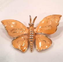 Cloisonne Butterfly Brooch Yellow Goldtone - £8.84 GBP