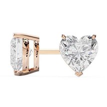 18k Rose Gold Heart Shape Diamond Stud Earrings .50 Carats - £1,053.19 GBP