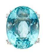 14k White Gold Oval 60.05 ct Aquamarine Ring w/ 0.55 ct Dia Accents Sz 6.5 - $338,166.72 MXN