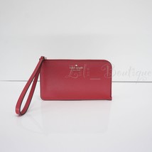 NWT Kate Spade KD546 Lucy Medium L-Zip Wristlet Saffiano Leather Candied Ch Red - £44.62 GBP