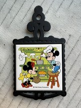Vintage Disney Mickey And Minnie Cooking Cast Iron Ceramic Trivet Hot Plate - $11.65