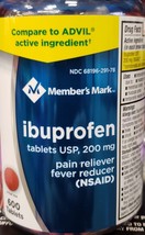 Member&#39;s Mark IBUPROFEN 200mg Pain/Fever Advil Relief BIG 600 coat tabs ... - £8.42 GBP
