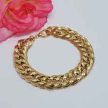 Gold Tone Statement Chain Link Bracelet 8.5&quot; Long Chunky Chic Insta Bracelet - £13.29 GBP