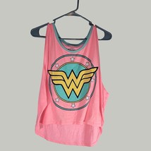 Wonder Woman Womens Shirt Large Tank Top Hot Pink Logo Large DC Comics - £7.85 GBP