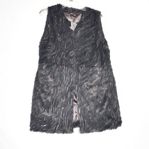 Mushka by Sienna Rose Vest Women Grey Sequin Faux Fur Lined Pocket Size Large - £15.34 GBP
