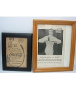 2 Vintage Coca Cola Framed Ads Newspaper Print Black and White Scribner&#39;... - £35.23 GBP