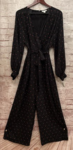 Maison Jules Womens Black Jumpsuit Ladybug Surplice Neck Wide Leg Croppe... - $54.40