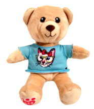 Build-A-Bear Mini Teddy Bear 7&quot; Spin Master Cat T-shirt Zipper Missing Tab Tan - £8.31 GBP