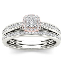 10K Pink Two-Tone White Gold 0.25 Ct Diamond Engagement Ring Set - £313.44 GBP