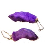 2 PURPLE COLORED RABBIT FOOT KEY CHIANS novelty bunny fur hair feet ball... - $6.38 CAD