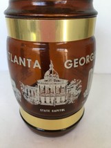 Atlanta Georgia Mug Souvenir Brown Wood Handle Metal Bands Peach Tree Plaza - $6.92
